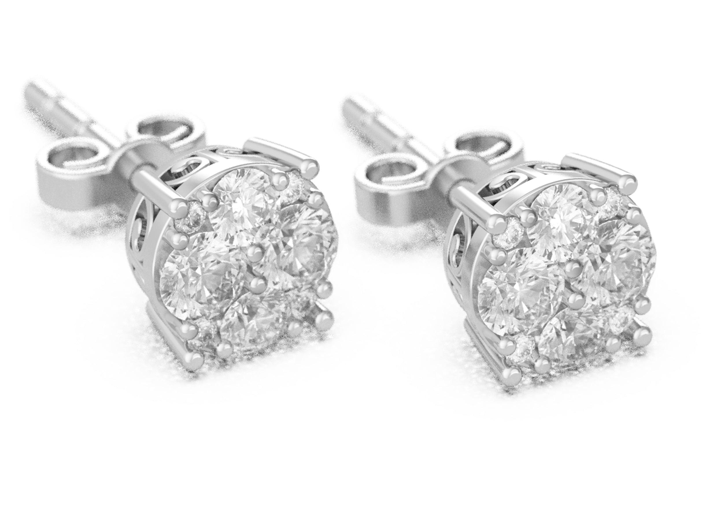 1/2Ct Natural Diamond Stud Earrings Set in Sterling Silver
