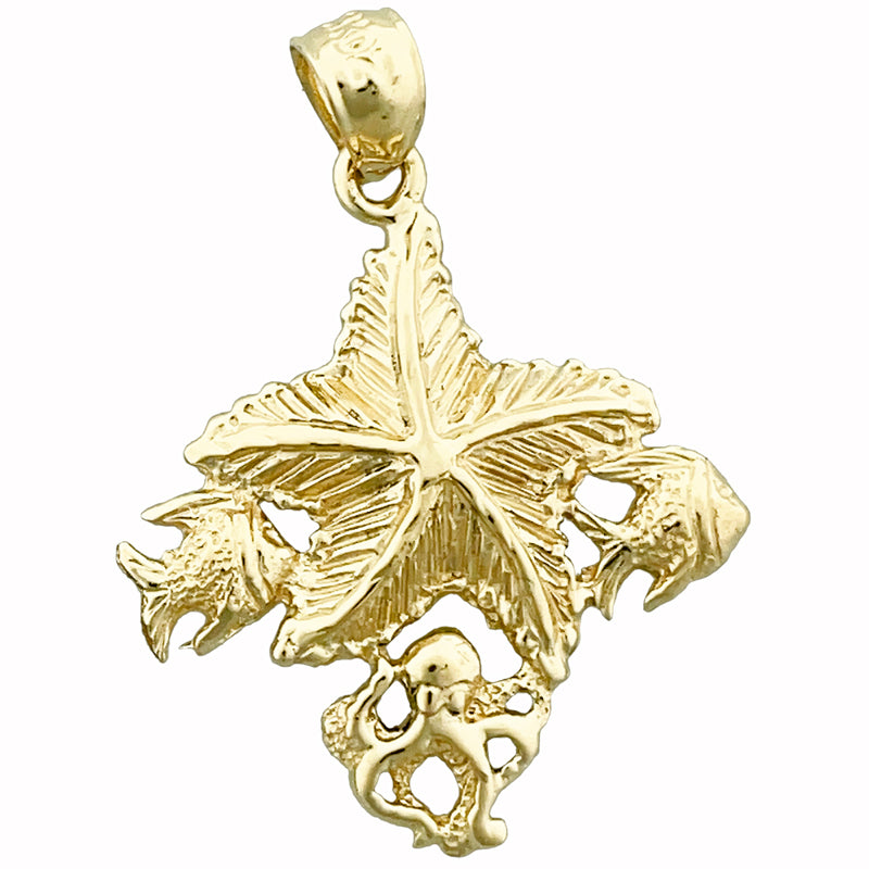Goldia Winshell 14K Gold Starfish with Octopus and Fish Accent Pendant | Goldia.com
