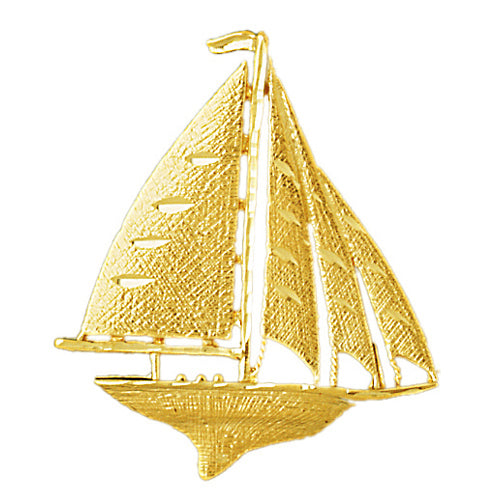 14K Gold 42MM Sailboat Pendant