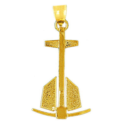 14K Gold 3-D Anchor Pendant