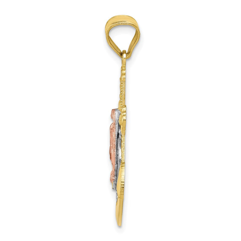 10K Two-tone Gold w/Rhodium Mariner Blessed Mother Pendant