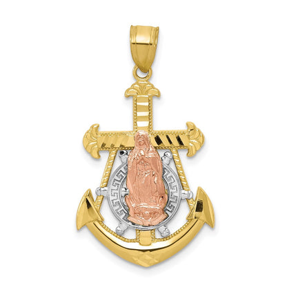 10K Two-tone Gold w/Rhodium Mariner Blessed Mother Pendant