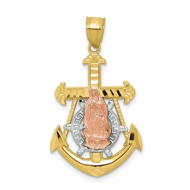 10K Two-tone Gold w/Rhodium Mariner Blessed Mother Pendant