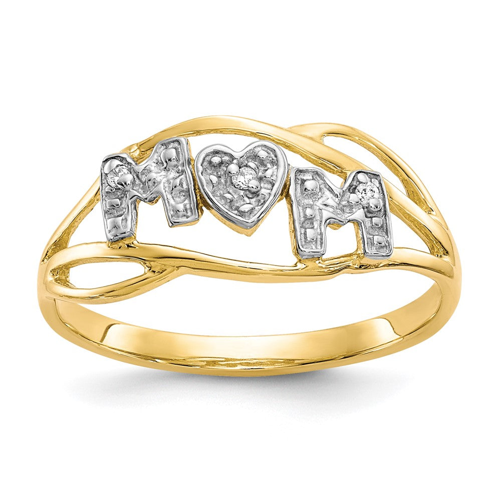 10K Yellow Gold w/Rhodium Mom CZ Ring