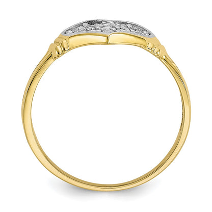 10K Yellow Gold & Rhodium CZ Heart Ring