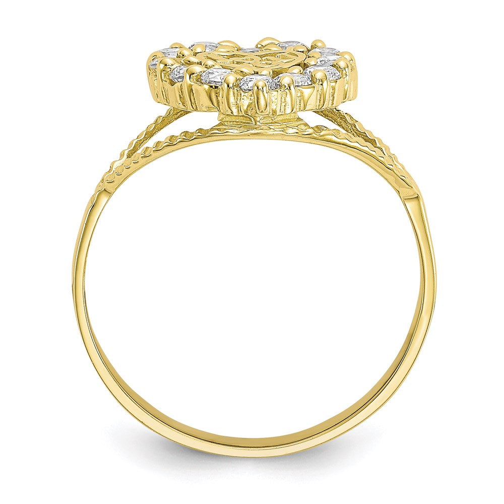 10K Yellow Gold CZ I LOVE YOU Heart Ring