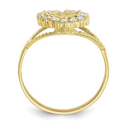 10K Yellow Gold CZ I LOVE YOU Heart Ring