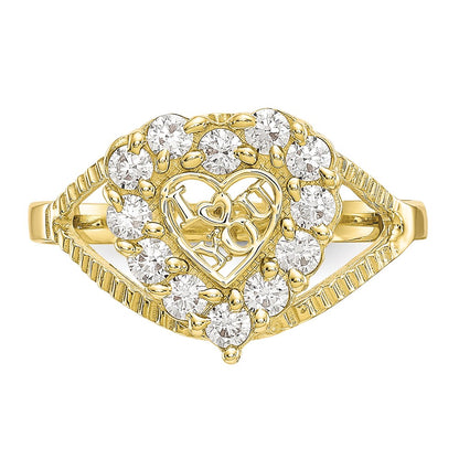 10K Yellow Gold CZ I LOVE YOU Heart Ring