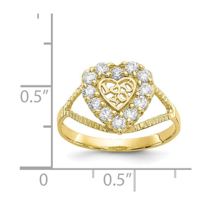 10K Yellow Gold CZ I LOVE YOU Heart Ring