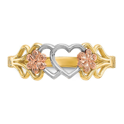 10K Two-Tone Gold w/White Rhodium Double Heart Ring