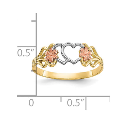 10K Two-Tone Gold w/White Rhodium Double Heart Ring