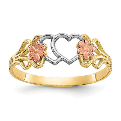 10K Two-Tone Gold w/White Rhodium Double Heart Ring