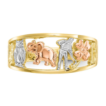 10K Two-Tone Gold w/White Rhodium Good Luck Ring