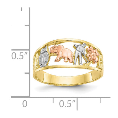 10K Two-Tone Gold w/White Rhodium Good Luck Ring