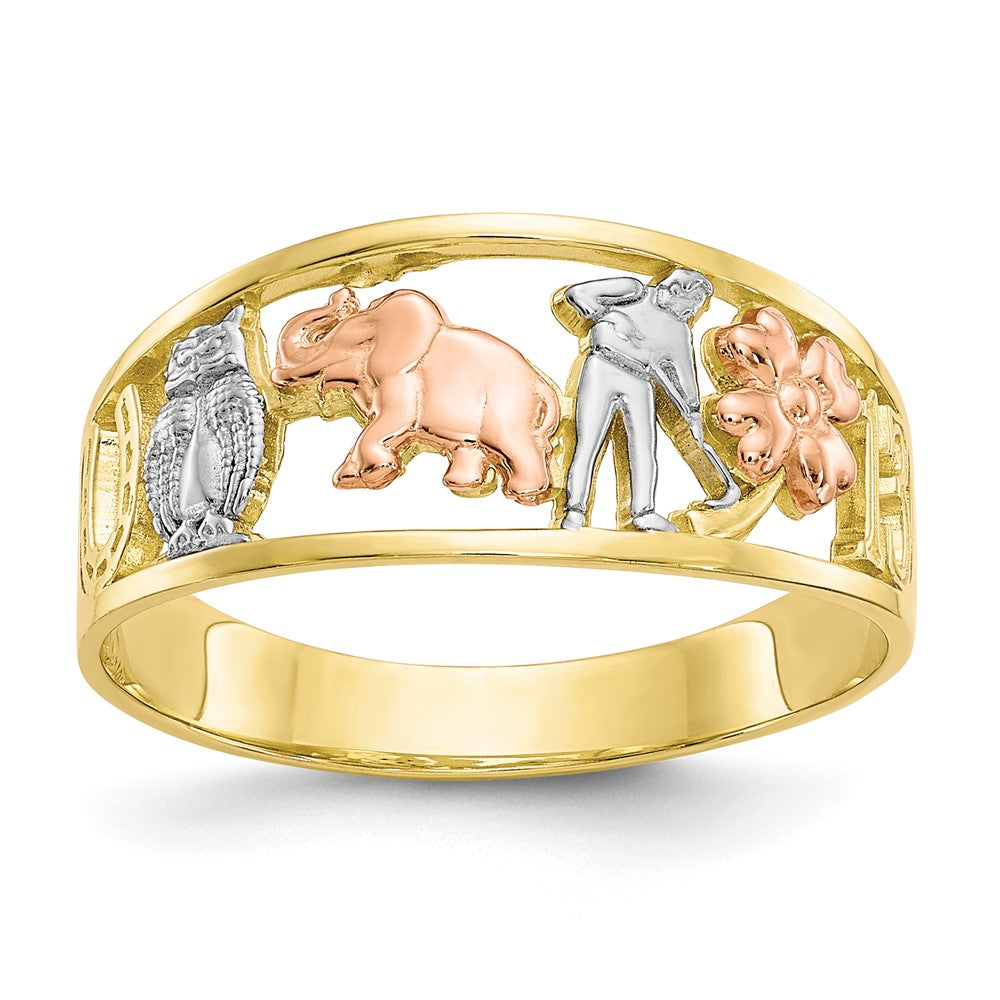 10K Two-Tone Gold w/White Rhodium Good Luck Ring