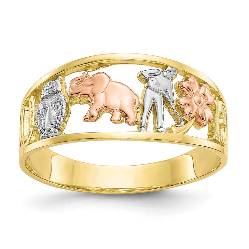 10K Two-Tone Gold w/White Rhodium Good Luck Ring