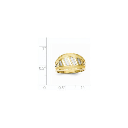 10K Yellow Gold & Rhodium Diamond-Cut Ring
