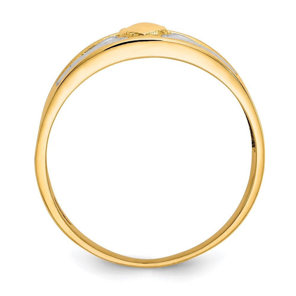 10K Yellow Gold & Rhodium Men's Claddagh Ring