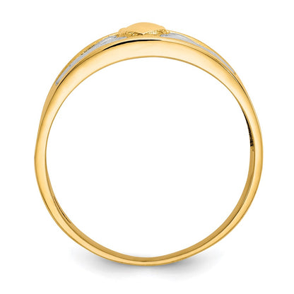 10K Yellow Gold & Rhodium Men's Claddagh Ring