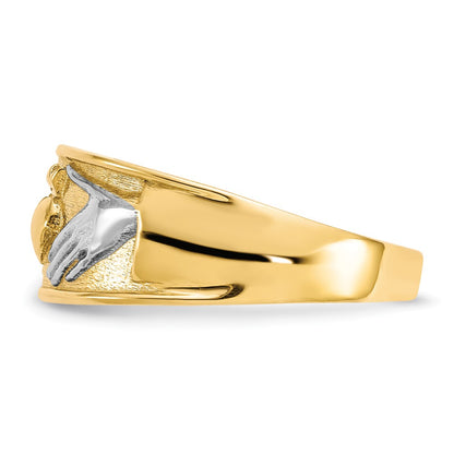 10K Yellow Gold & Rhodium Men's Claddagh Ring