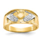 10K Yellow Gold & Rhodium Men's Claddagh Ring