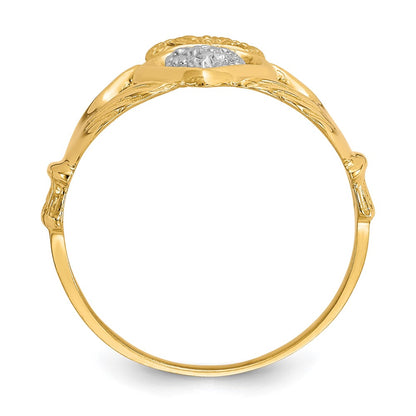 10K Yellow Gold & Rhodium Claddagh Ring