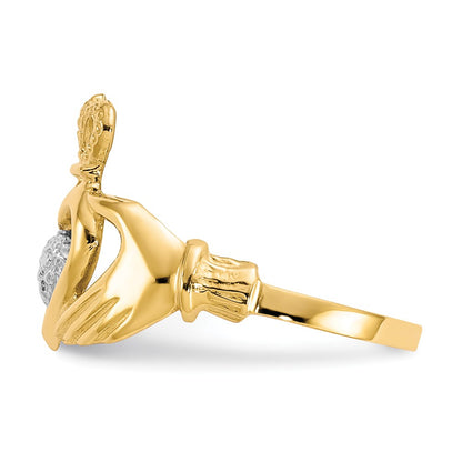 10K Yellow Gold & Rhodium Claddagh Ring