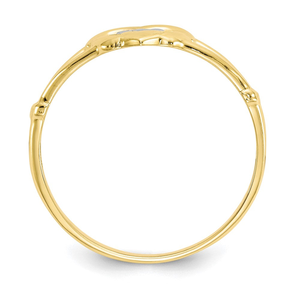 10K Yellow Gold & Rhodium Ladies Claddagh Ring