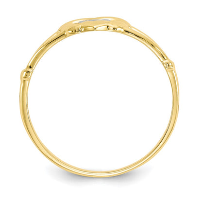 10K Yellow Gold & Rhodium Ladies Claddagh Ring