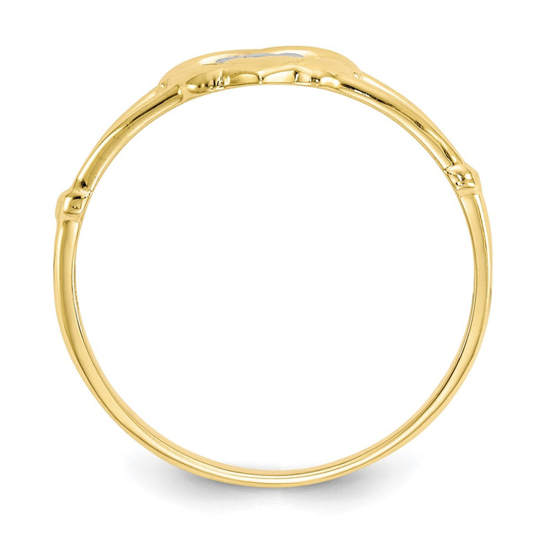 10K Yellow Gold & Rhodium Ladies Claddagh Ring