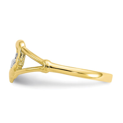 10K Yellow Gold & Rhodium Ladies Claddagh Ring