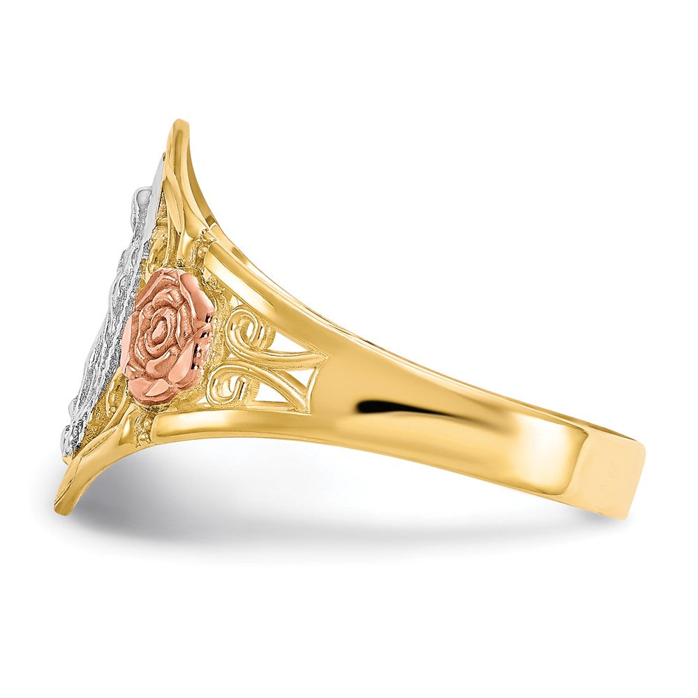 10K Two-tone Gold & Rhodium Our Lady of Guadalupe Ring