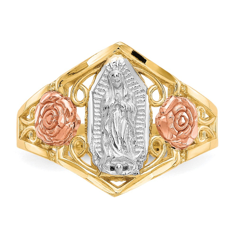 10K Two-tone Gold & Rhodium Our Lady of Guadalupe Ring