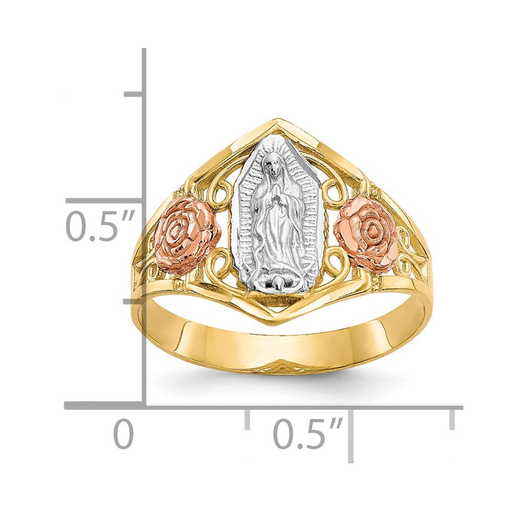 10K Two-tone Gold & Rhodium Our Lady of Guadalupe Ring