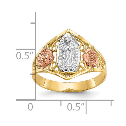 10K Two-tone Gold & Rhodium Our Lady of Guadalupe Ring