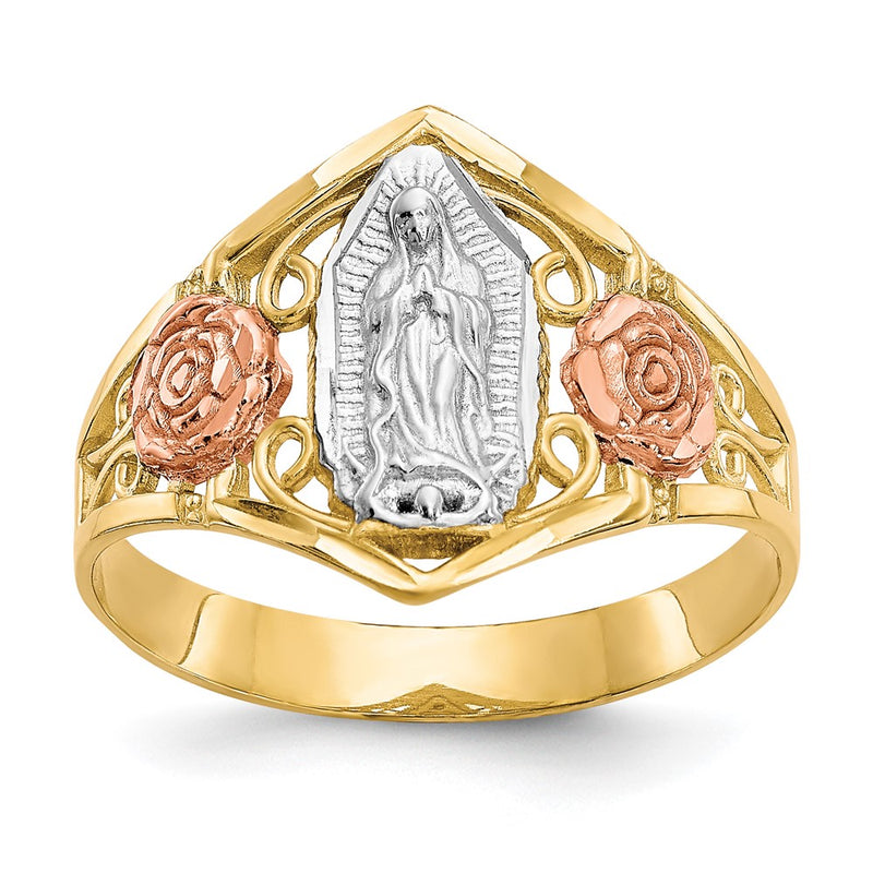 10K Two-tone Gold & Rhodium Our Lady of Guadalupe Ring