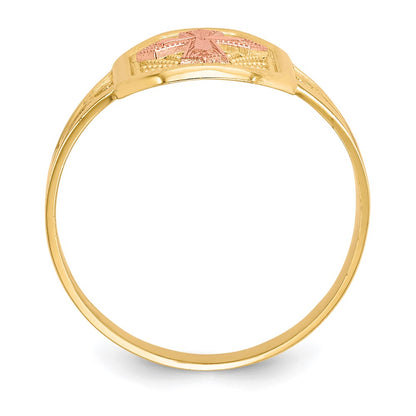 10k Two-Tone Gold Filigree Cross Ring