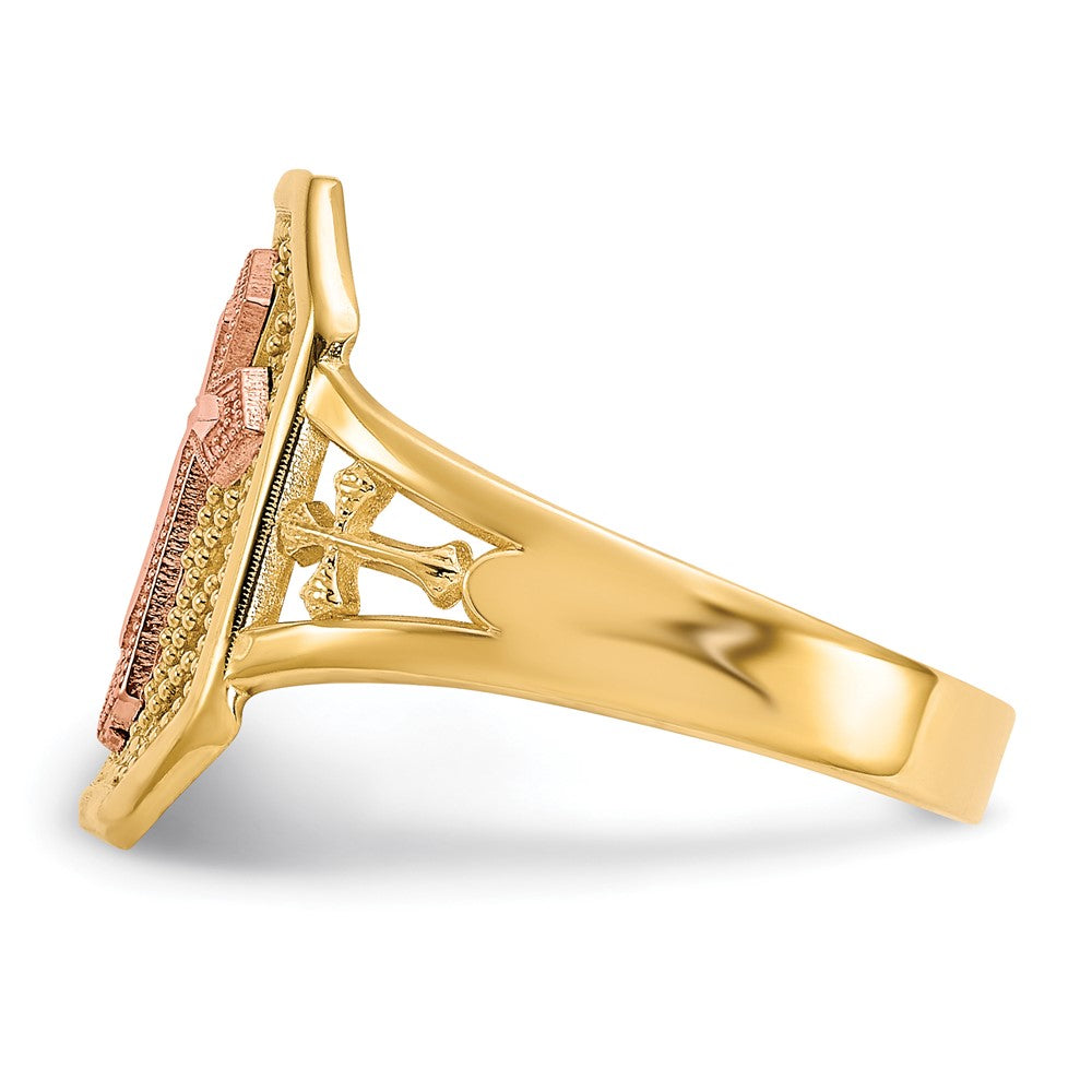 10k Two-Tone Gold Filigree Cross Ring