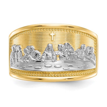 10K Yellow Gold & Rhodium Ladies Last Supper Ring