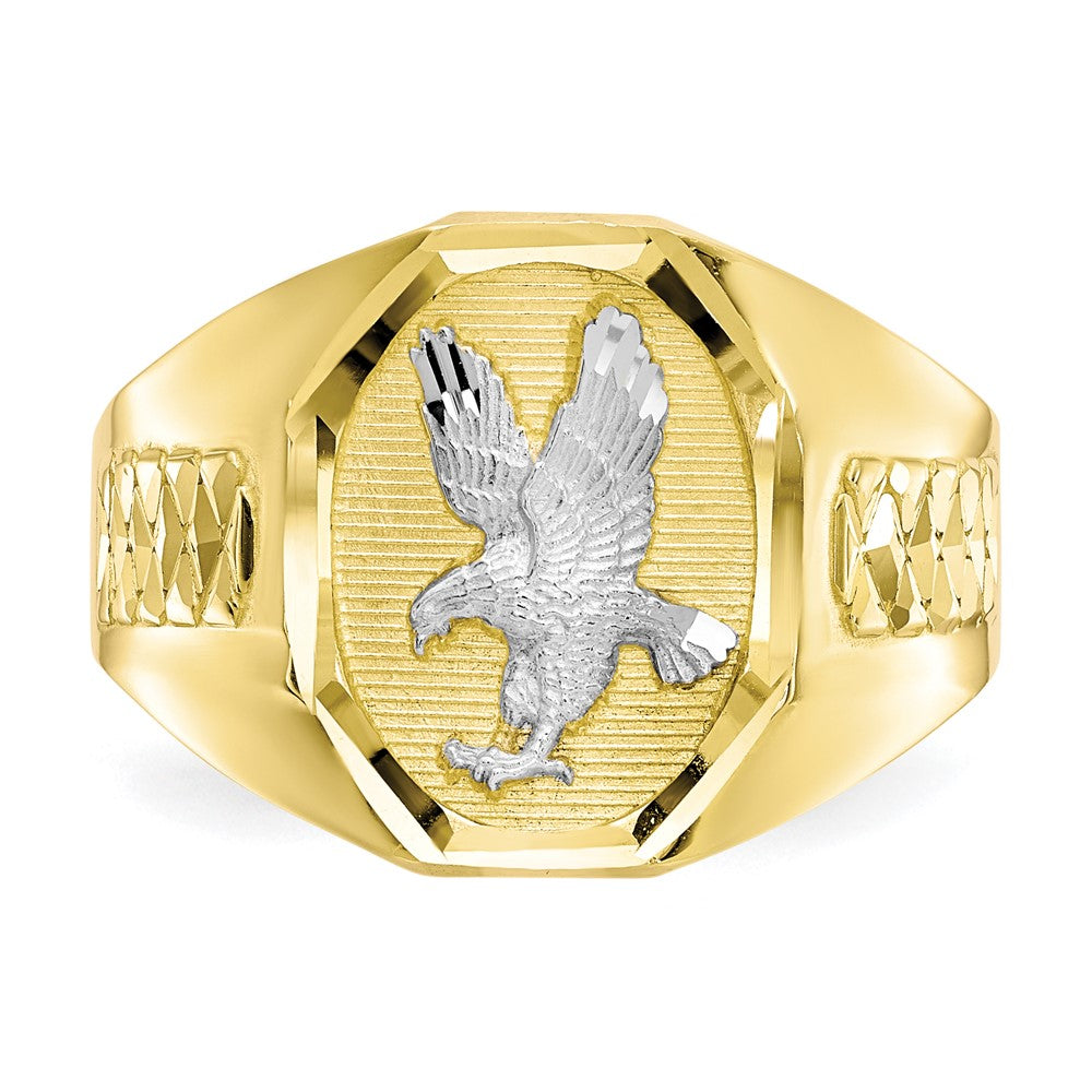 10K Yellow Gold & Rhodium Men's Eagle Ring