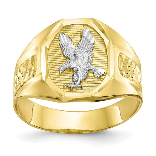 10K Yellow Gold & Rhodium Men's Eagle Ring