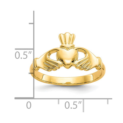 10K Yellow Gold Polished Claddagh Ring