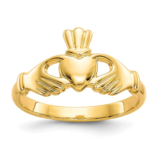 10K Yellow Gold Polished Claddagh Ring