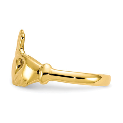 10K Yellow Gold Polished Claddagh Ring