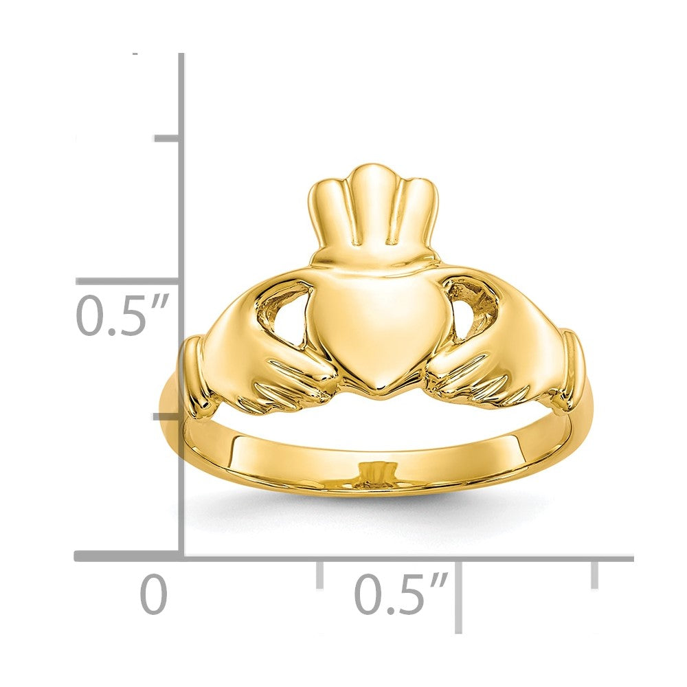 10K Yellow Gold Polished Claddagh Ring