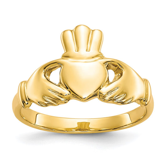 10K Yellow Gold Polished Claddagh Ring