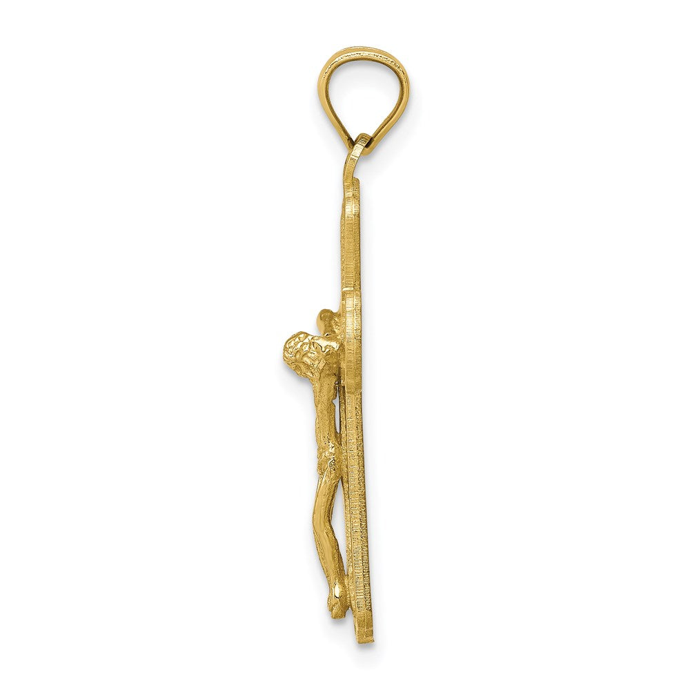 10k Yellow Gold Polished Textured Crucifix Pendant