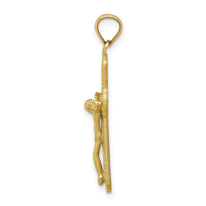 10k Yellow Gold Polished Textured Crucifix Pendant