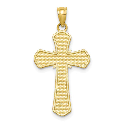 10k Yellow Gold Polished Textured Crucifix Pendant