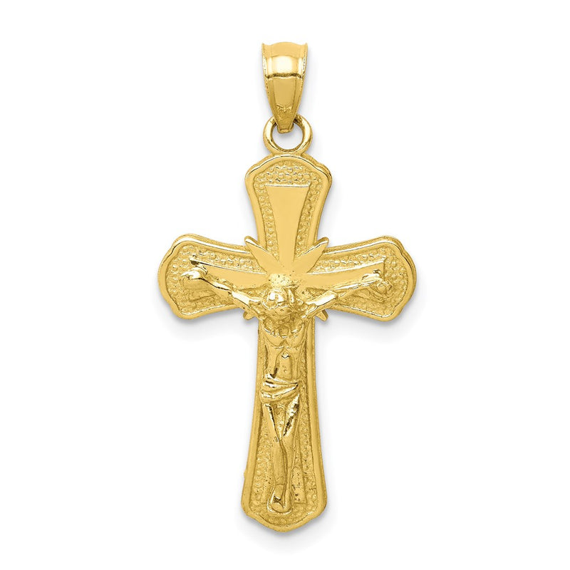 10k Yellow Gold Polished Textured Crucifix Pendant